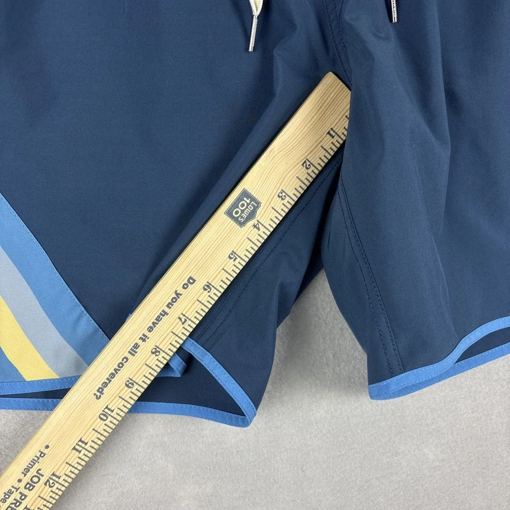 Fair Harbor Swim Trunks Men’s Large 7” Blue Striped Lined Shorts Surf Beach
